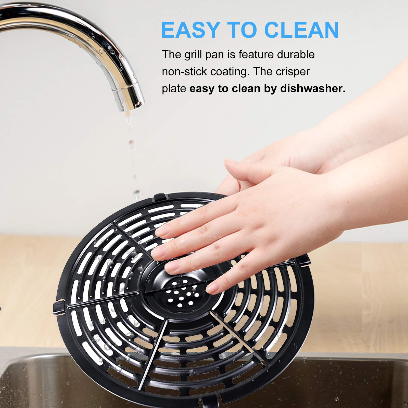 Air Fryer Replacement Grill Plate for PowerXL Gowise 5QT Air Fryers, Premium Round Nonstick Air Fryer Grill Pan, Air Fryer Crisper Plate, Air fryer Insert, Air Fryer Rack, Dishwasher Safe