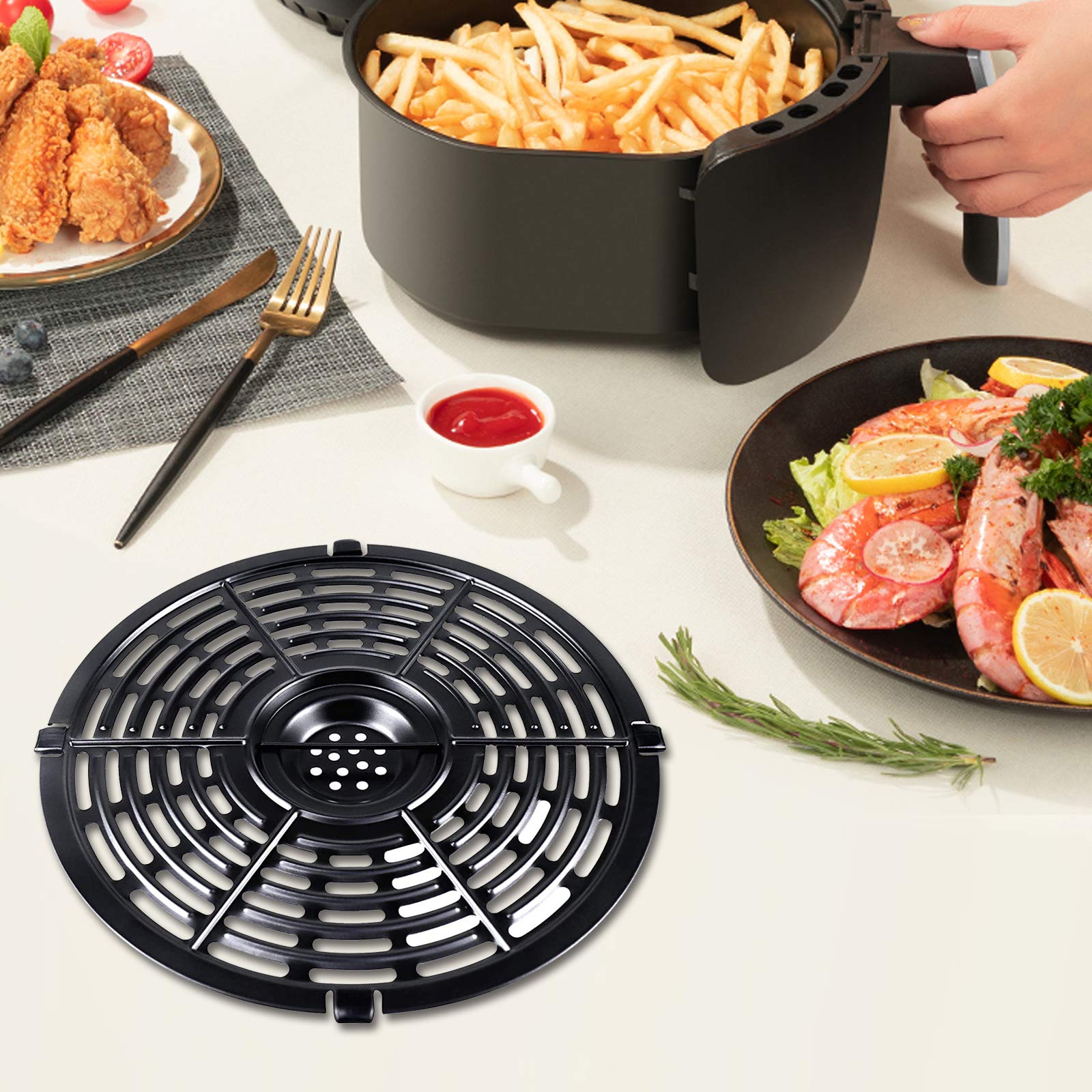 Air Fryer Replacement Grill Plate for PowerXL Gowise 5QT Air Fryers, Premium Round Nonstick Air Fryer Grill Pan, Air Fryer Crisper Plate, Air fryer Insert, Air Fryer Rack, Dishwasher Safe
